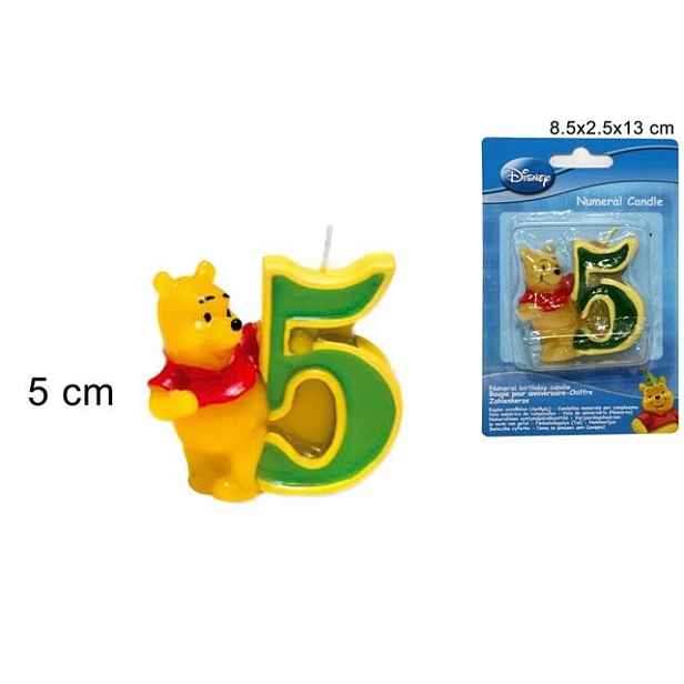 PROHOME - Svíčka číslice 5 Medvídek Pú