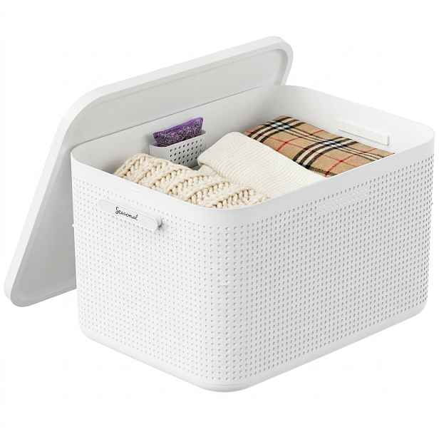 Rotho Úložný box do skříně s víkem a přihrádkou na levanduli, šatní organizér LISORA - L, 50  × 35,6 × 28,2 cm