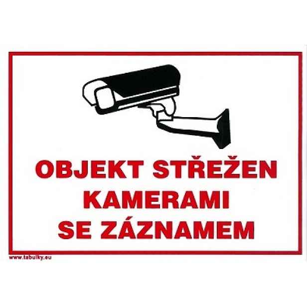Samolepka Objekt střežen kamerami se záznamem 210×150 mm