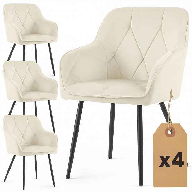 Set 4x čalouněná jídelní židle DALMIRA - krémová