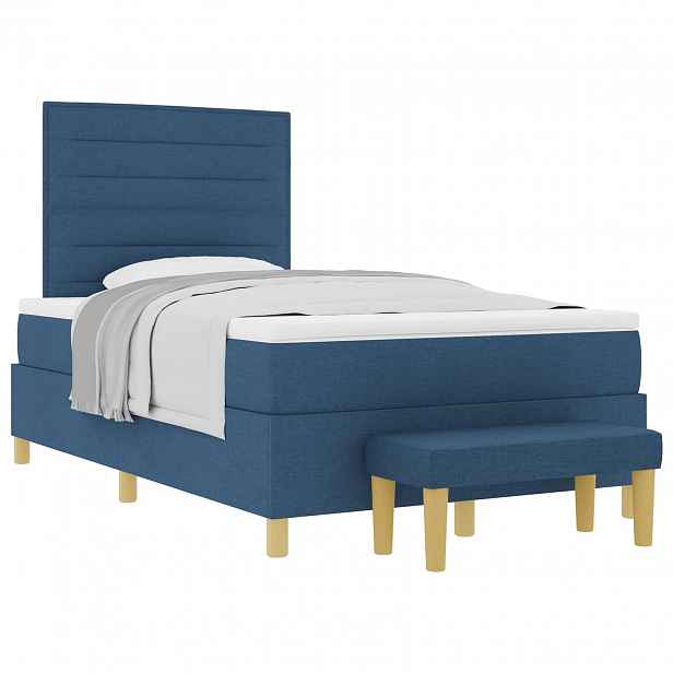vidaXL Postel s boxspringem s polštářem Modrá 190 x 120 cm textil