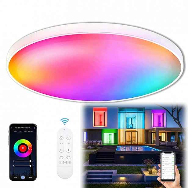 Lampa Stropní Svítidlo Led Rgb Bílá Cct 2700K-6500K Wifi Tuya Dálkový Ovladač Rf Aplikace