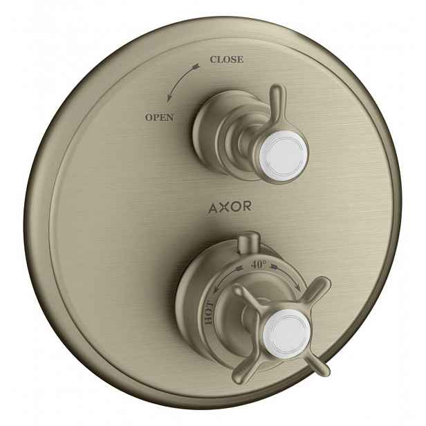 Axor Montreux - Termostatická baterie pod omítku s uzavíracím ventilem, kartáčovaný nikl 16800820