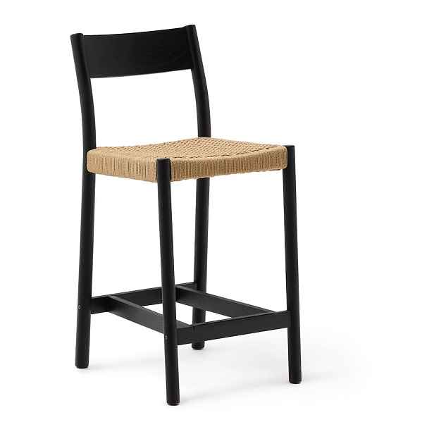 Černá/v přírodní barvě barová židle z dubového dřeva (výška sedáku 65 cm) Yalia – Kave Home