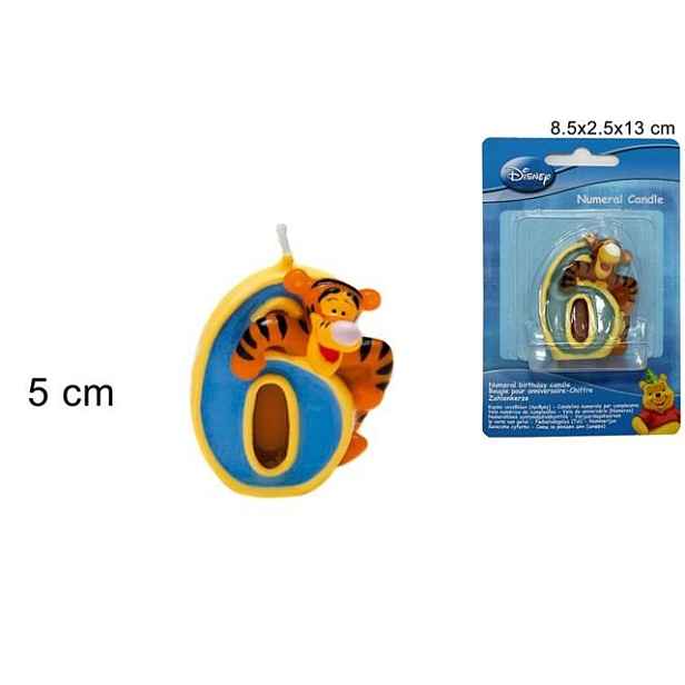 PROHOME - Svíčka číslice 6 Medvídek Pú