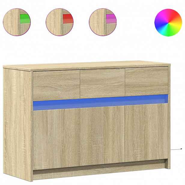 vidaXL TV skříňka s LED dub sonoma 91 x 34 x 61 cm kompozitní dřevo