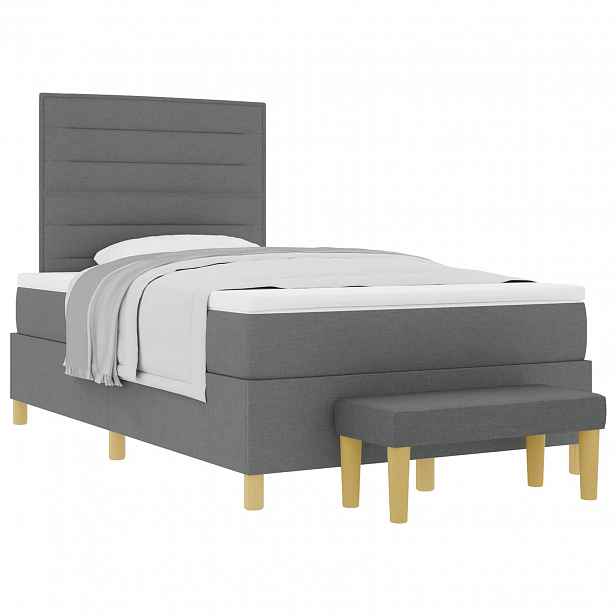 vidaXL Postel s boxspringem s čelo Tmavě šedá 200 x 120 cm textil