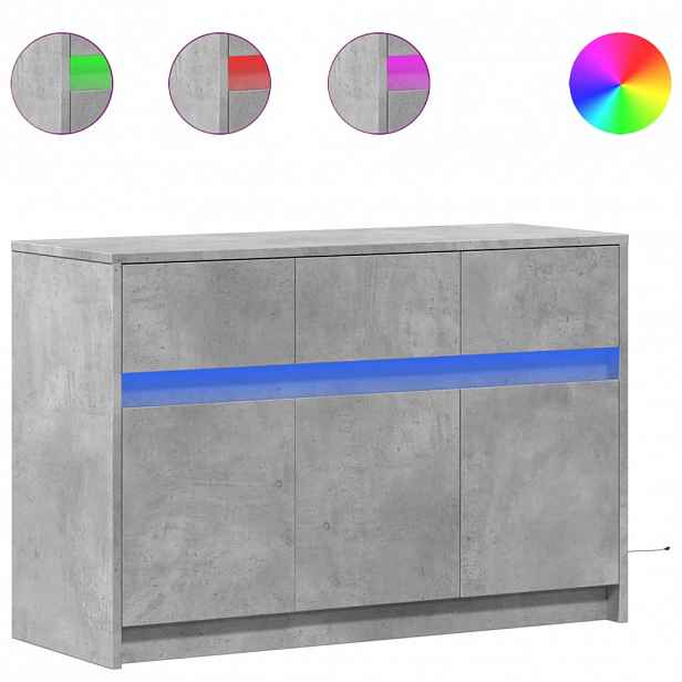 vidaXL TV skříňka s LED betonově šedá 91 x 34 x 61 cm kompozitní dřevo