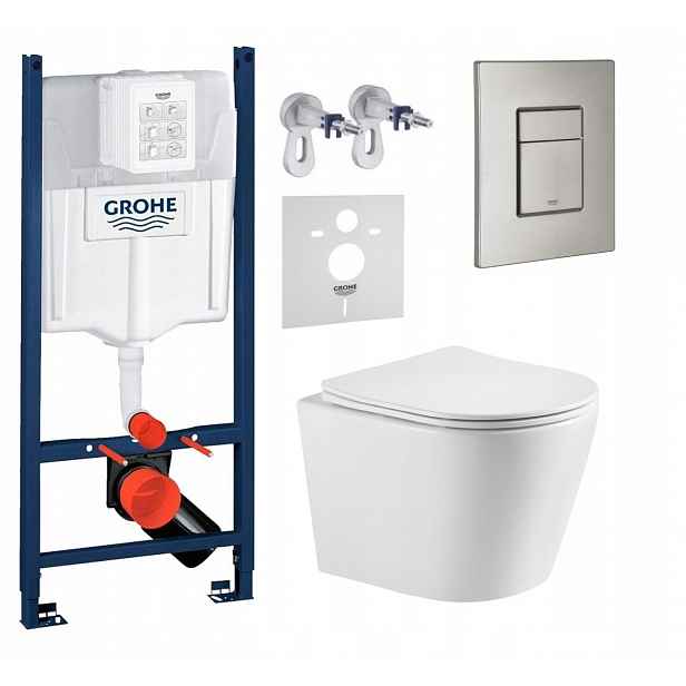 Wc sada Grohe Rapid s miskou Jess tlačítko nerezová ocel matná