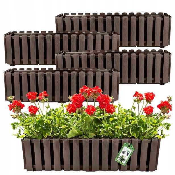 Set 4X Květináč Květináč Balkonový Truhlík Plot 58 cm