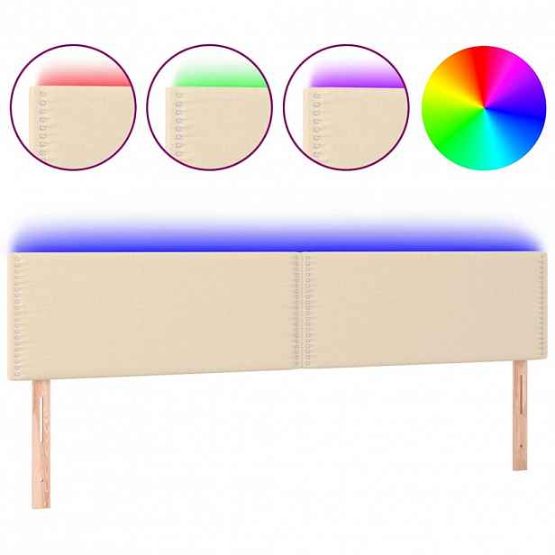 vidaXL Čelo postele s LED krémové 180x5x78/88 cm textil