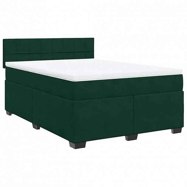 vidaXL Box spring postel s matrací tmavě zelená 160x200 cm samet