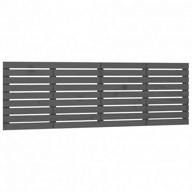 vidaXL Nástěnné čelo postele šedé 206 x 3 x 63 cm masivní borové dřevo