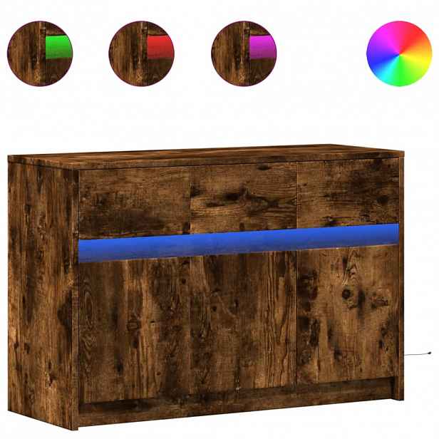 vidaXL TV skříňka s LED kouřový dub 91 x 34 x 61 cm kompozitní dřevo