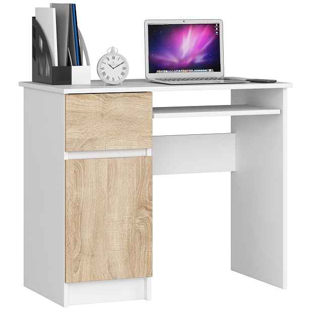 Ak furniture Psací stůl PIKSEL 90 cm bílý/dub sonoma levý