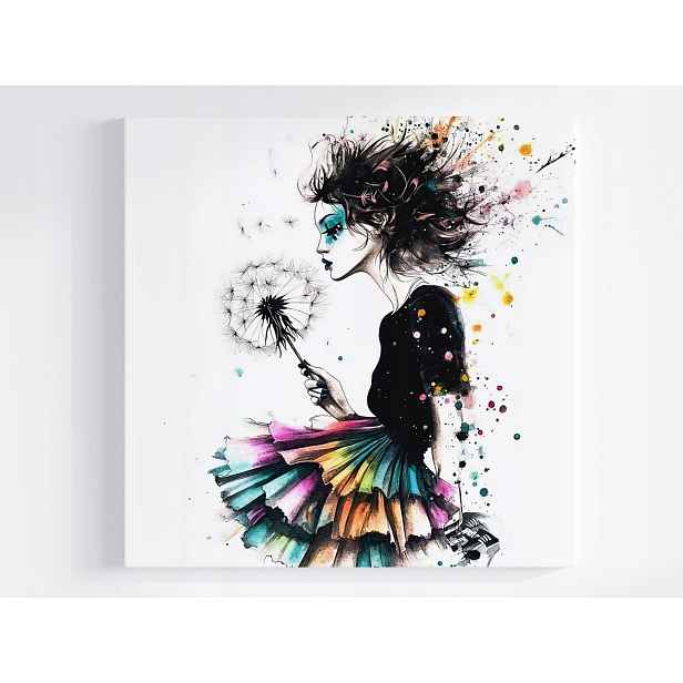 Obraz Na Plátně Canvas Žena Pampeliška Portrét Barevný 50x50