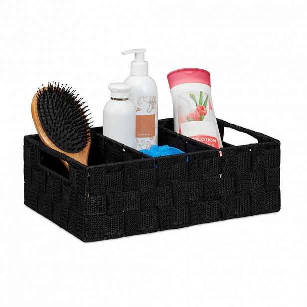 Relaxdays KOŠ Černý 3-přihrádkový plast