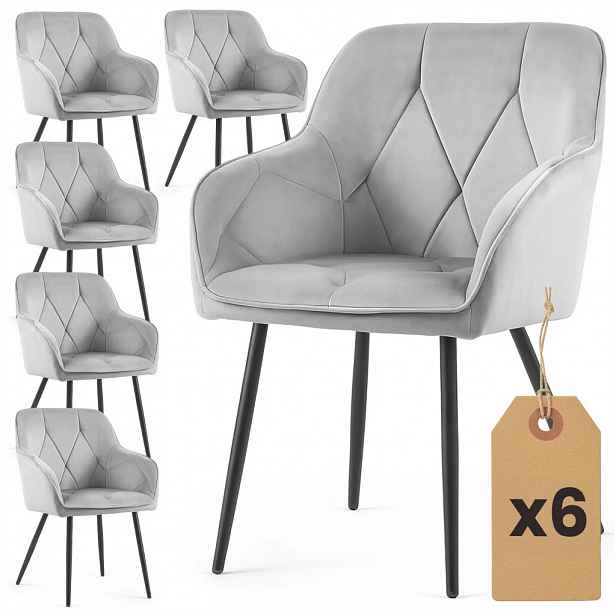 Set 6x čalouněná jídelní židle DALMIRA - šedá