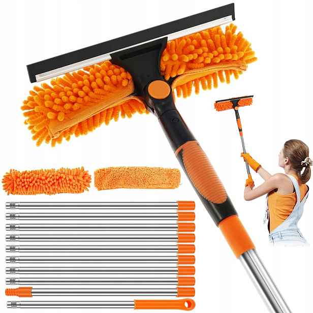 Teleskopická Sada Na Mytí Skel 424 CM S Měkkým Mikrovláknem A Škrabkou