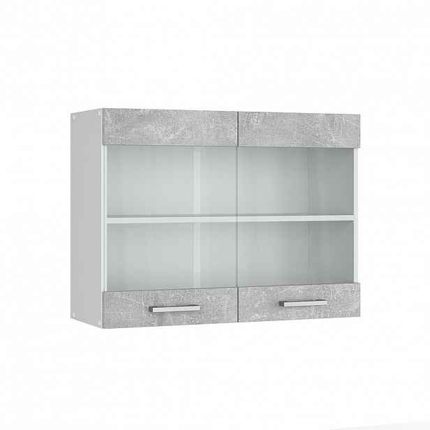 Vicco UNIVERZÁLNÍ NÁSTĚNNÁ SKŘÍŇKA R-Line Beton 80 cm se skleněnými dvířky