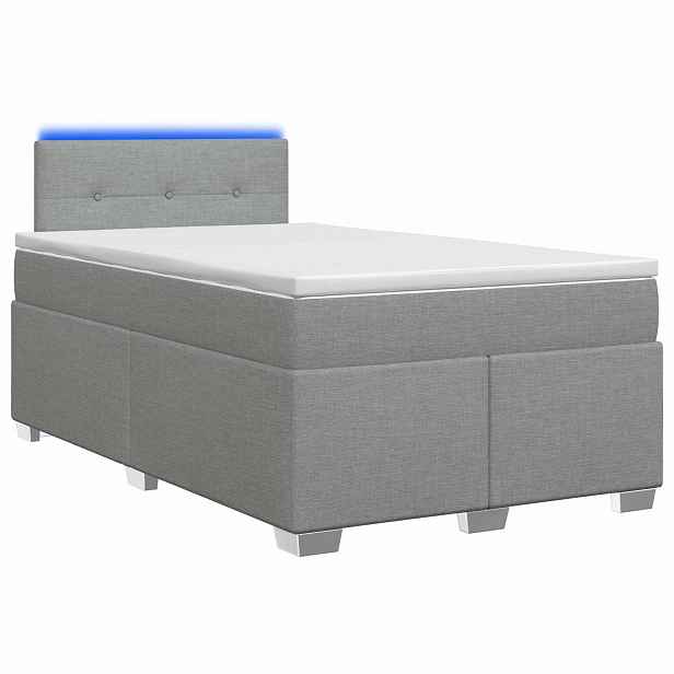 vidaXL Box spring postel s matrací a LED Světle šedá 120 x 200 cm