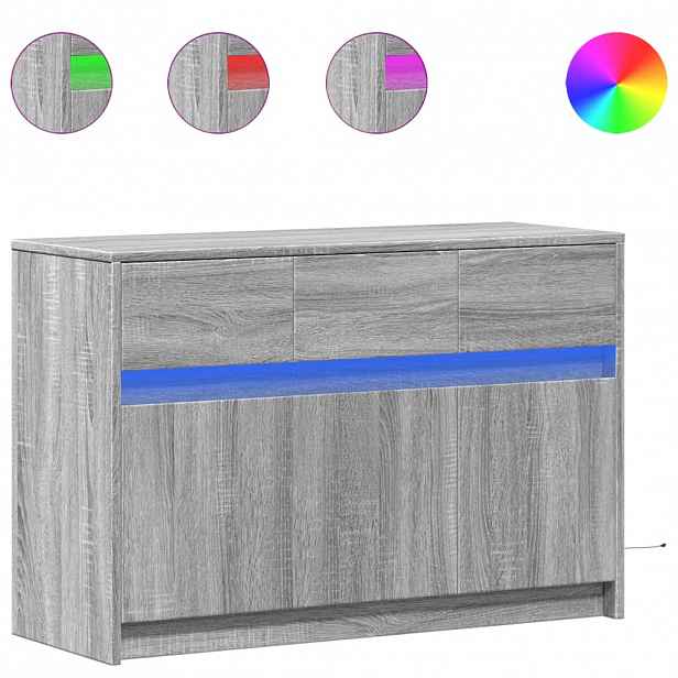 vidaXL TV skříňka s LED šedá sonoma 91 x 34 x 61 cm kompozitní dřevo