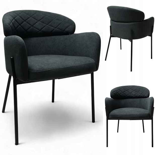Křeslo Detroit Šedá Curio Moderní křeslo Obývací pokoj Loft Glamour Kuchyně