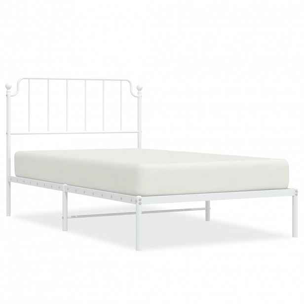 vidaXL Kovový rám postele s čelem bílý 107 x 203 cm