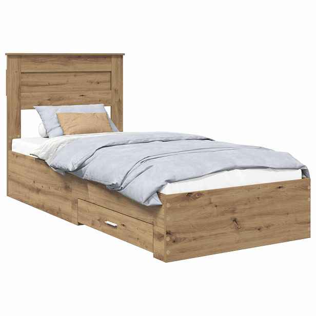 vidaXL Rám postele s čelo Artisanový dub 100 x 200 cm Kompozitní dřevo
