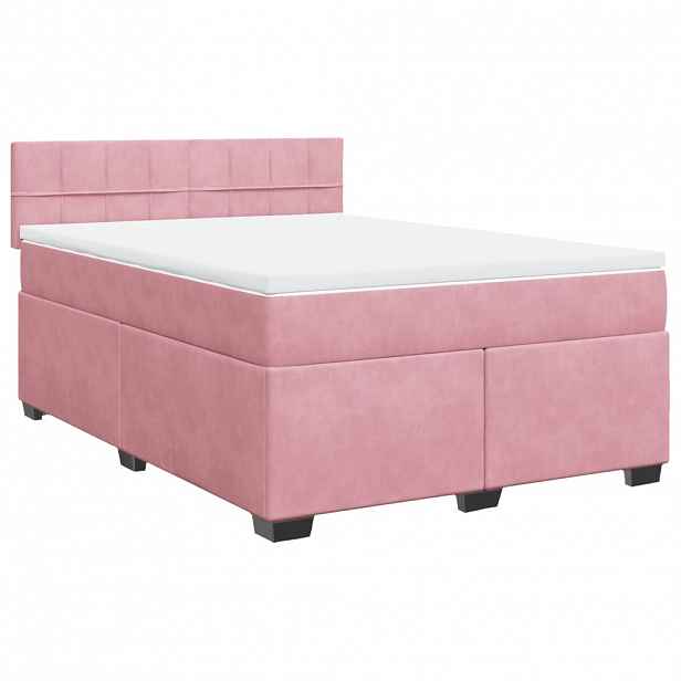 vidaXL Box spring postel s matrací růžová 160x200 cm samet