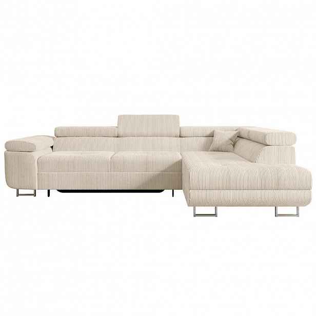 ALTDECOR ROHOVÁ SEDACÍ SOUPRAVA s funkcí lůžka a úložným prostorem GUSA-L 272x202x107 cm, béžový manšestr