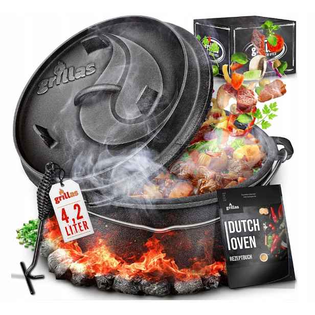 Hrnec Dutch Oven Grillas 4.2 L S Zvedákem, Víko, Pánev