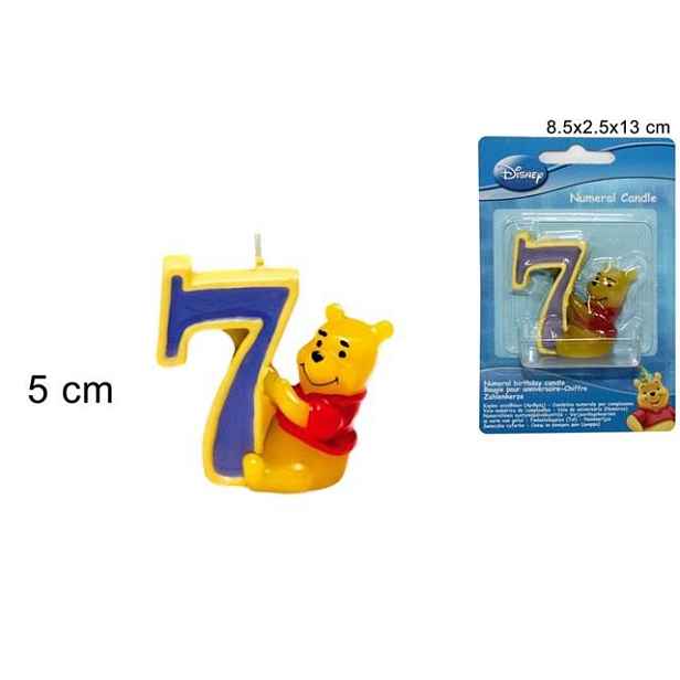 PROHOME - Svíčka číslice 7 Medvídek Pú