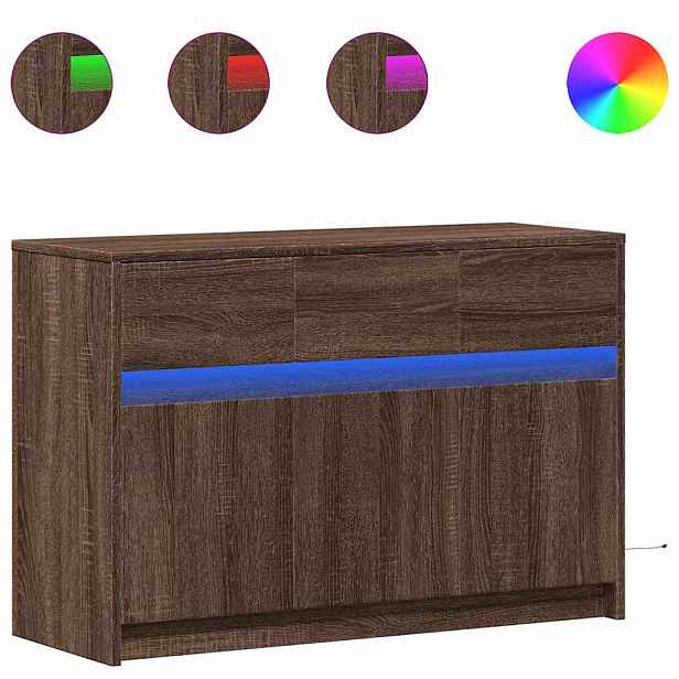vidaXL TV skříňka s LED hnědý dub 91 x 34 x 61 cm kompozitní dřevo