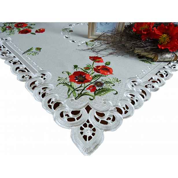 Vyšívaný ubrus polyester 150x220, olivový, maki