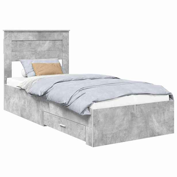 vidaXL Rám postele s čelo Betonově šedá 90 x 190 cm Kompozitní dřevo