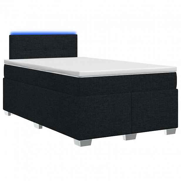 vidaXL Box spring postel s matrací a LED Černá 120 x 200 cm Textil