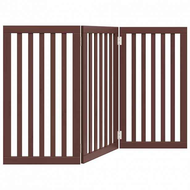 vidaXL Zábrana pro psy skládací 3 panely hnědá 150 cm topolové dřevo