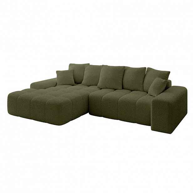 ALTDECOR ROHOVÁ SEDACÍ SOUPRAVA s otomanem vlevo ENSI-L – 267 x 164 x 69 cm olivově zelená