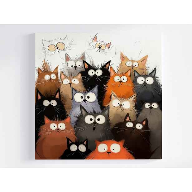 Obraz Na Plátně Canvas Bláznivé Zábavné Vyděšené Kočky Cartoon 50x50