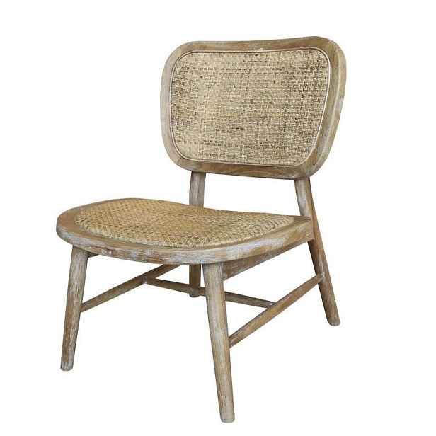 Přírodní dřevěné křeslo s výpletem Lounge French chair - 60*62*78 cm Chic Antique