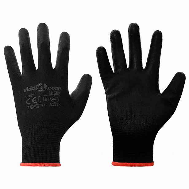 vidaXL Pracovní rukavice 12 ks Černá 7 / S Polyester