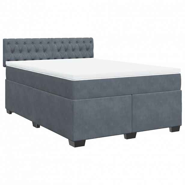 vidaXL Box spring postel s matrací tmavě šedá 160x200 cm samet
