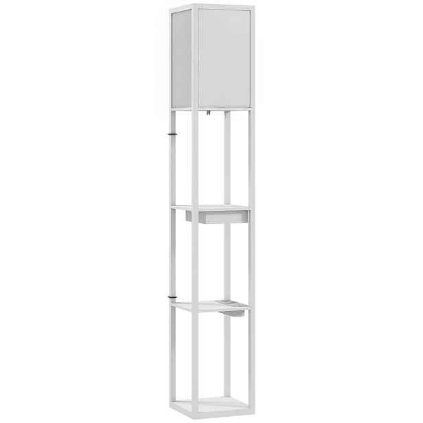 HOMCOM STOJACÍ lampa MDF plast bílá