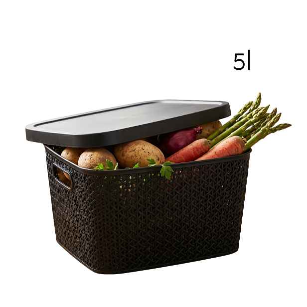 Multifunkční koš s víkem, úložný box s víkem 5,5l ALTOM - černý