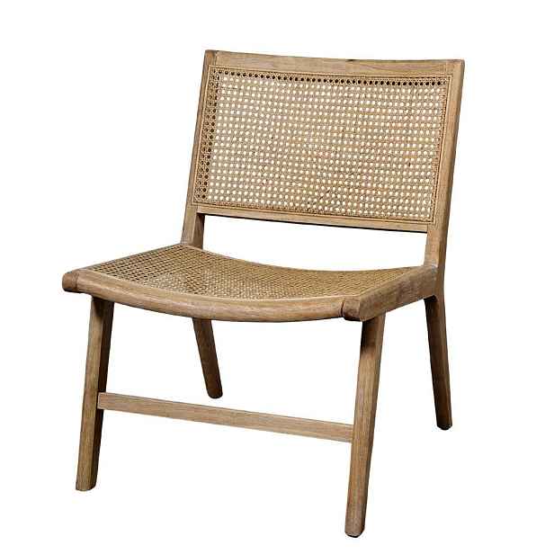 Přírodní dřevěné křeslo s výpletem Lounge French chair - 57*62*79 cm Chic Antique
