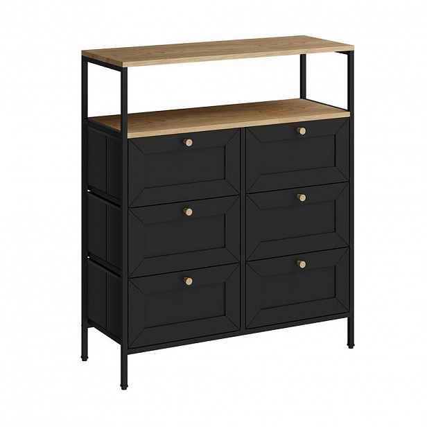 Vicco KOMODA Belaro Černá 80 x 95 cm se 6 zásuvkami