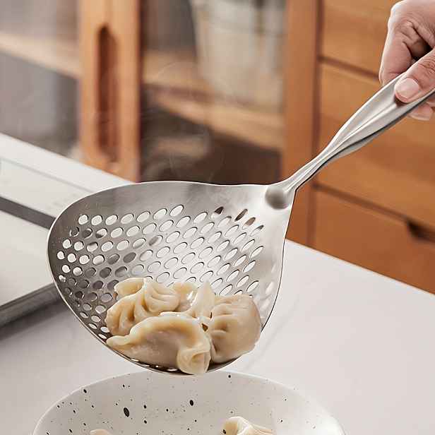 TEMU 1ks Velké nerezové cedníkové síto - Odolné kuchyňské cedidlo pro smažení, hot pot, vaření a pečení - Snadné odkapávání, odolné vůči teplu a