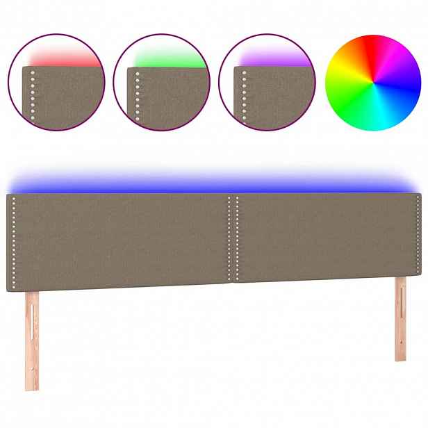 vidaXL Čelo postele s LED taupe 200x5x78/88 cm textil