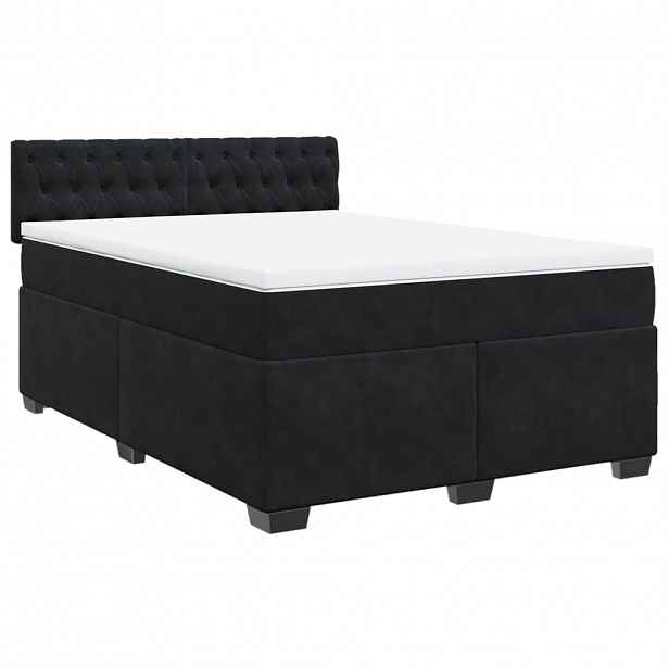 vidaXL Box spring postel s matrací černá 160x200 cm samet